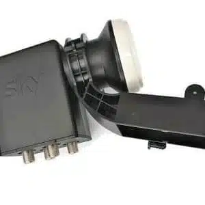 Sky satellite dish LNB (Low Noise Block) unit.