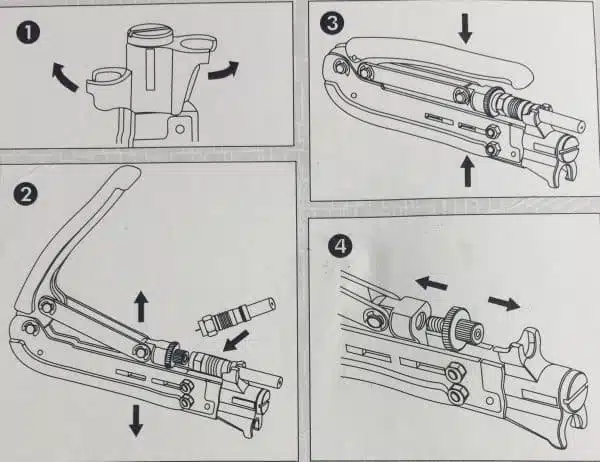 Illustrated instructions for bicycle brake assembly steps.