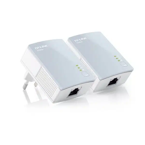 TP-Link powerline adapters on white background.
