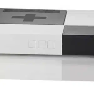 Classic video game console on white background.