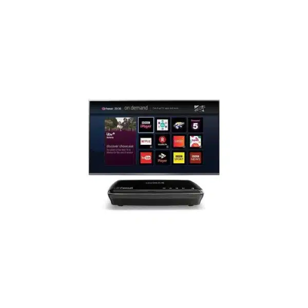 Smart TV with streaming apps interface.