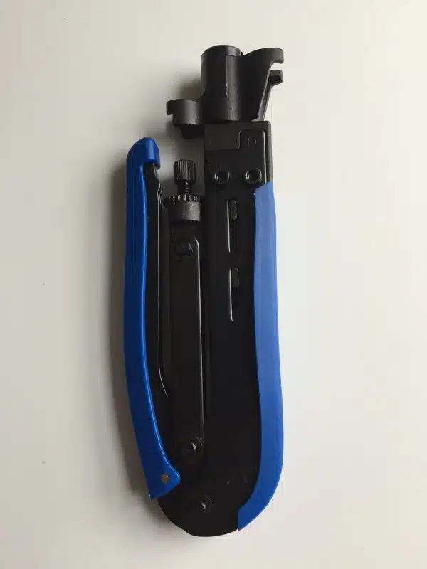 Blue and black network punch down tool.