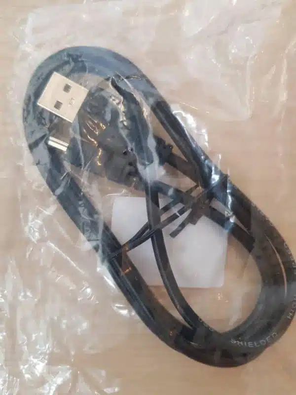New USB cable in plastic packaging