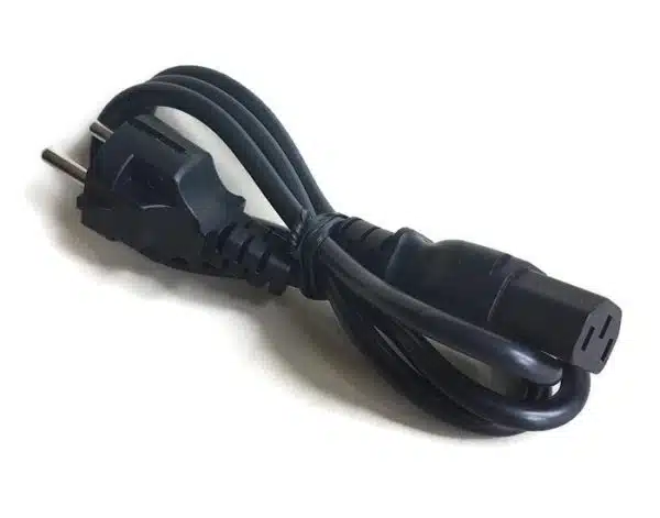Black power cord neatly coiled up.