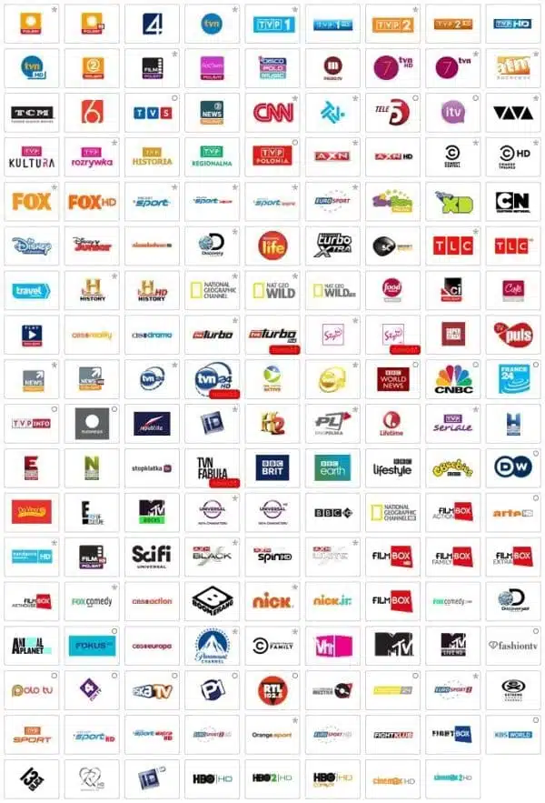 Grid of various television network logos.