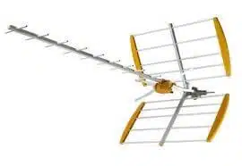 Yagi-Uda antenna isolated on white background.