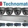 Technomate security cameras and DVR system with cables.