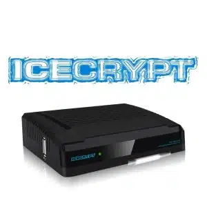 Icecrypt digital cable receiver on white background.