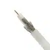 Coaxial cable close-up on white background.
