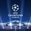 UEFA Champions League logo with stadium and spotlights.