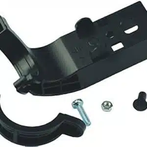 Black plastic mounting bracket with screws.