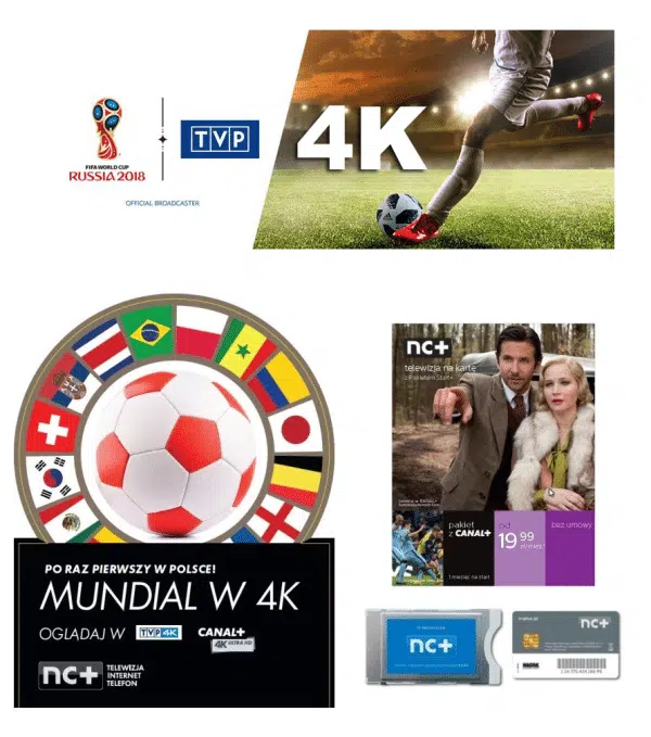 Collage of 4K World Cup soccer broadcast adverts.