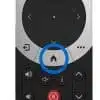 TV remote control with highlighted home button.