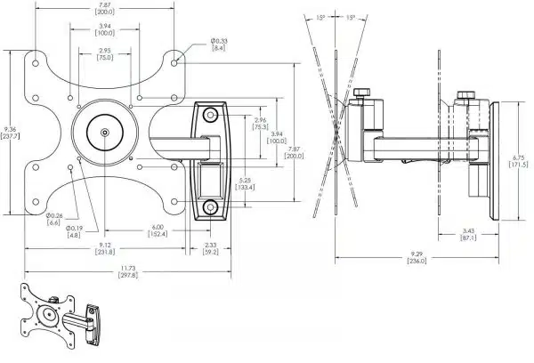 Mechanical part technical drawing with dimensions.