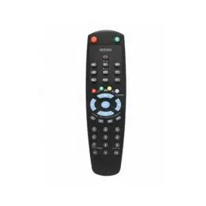 Black universal TV remote control isolated on white.