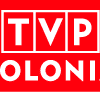 TVP Polonia logo on red background.