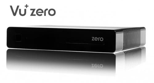 VU Zero black satellite receiver box with logo.
