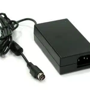 Black laptop power adapter with cord.