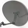 Black satellite dish isolated on white background.