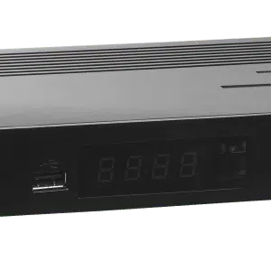 Black set-top box for cable TV service.