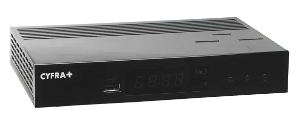 Black set-top box for cable TV service.