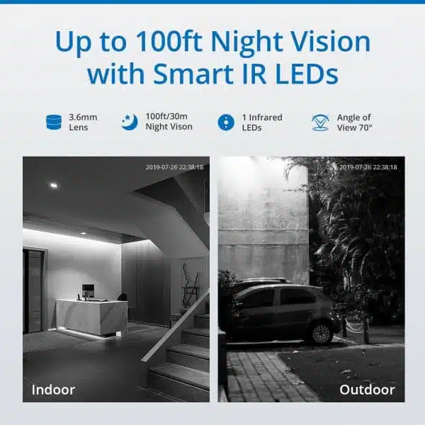 Indoor and outdoor night vision camera comparison.