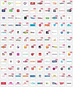 Collage of various television network logos.