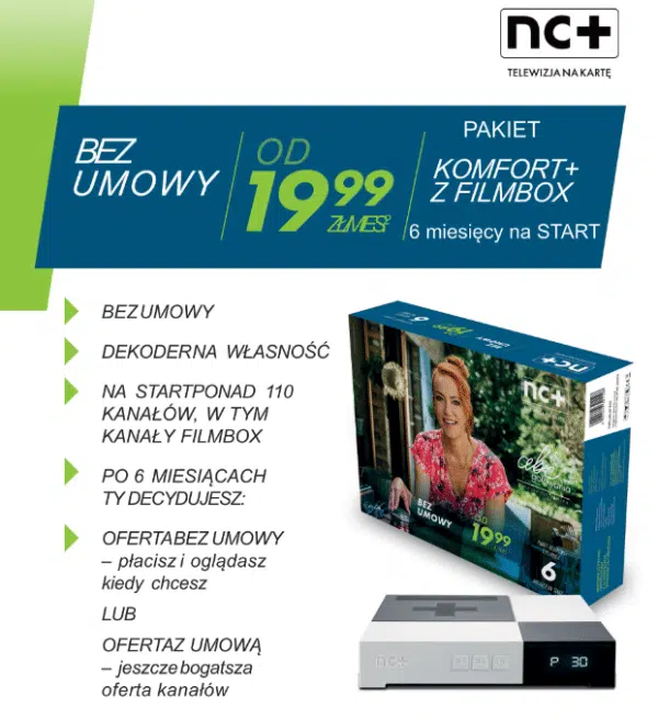 Prepaid TV package advertisement with pricing and package details.
