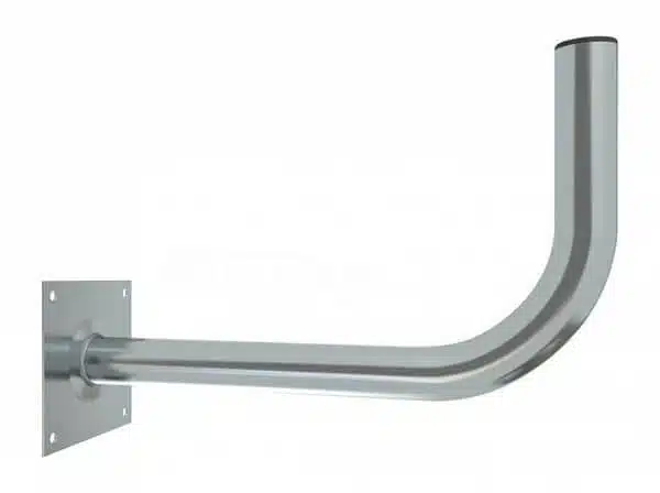 Stainless steel wall-mounted handrail bracket.