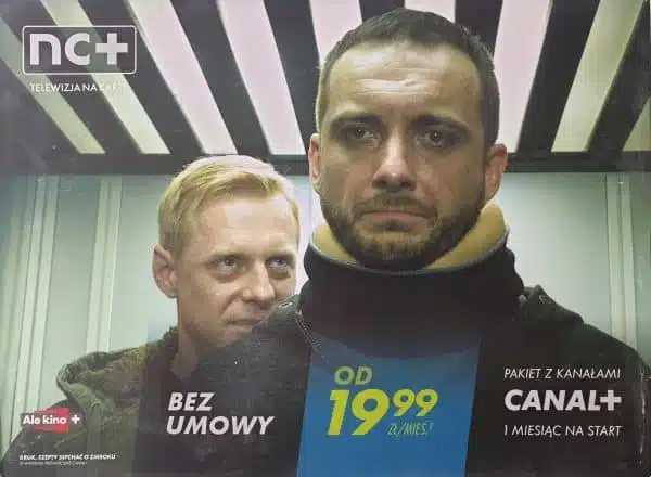 Two men in an advertisement for NC+ television service.