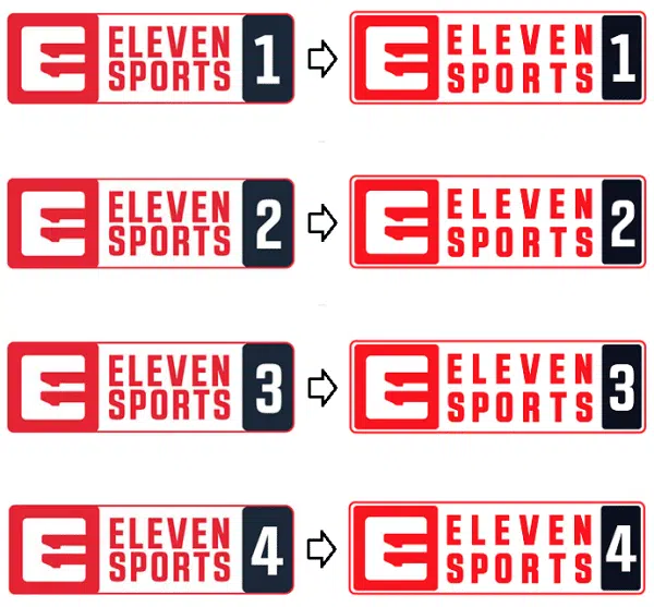 Eleven Sports logo transitions from gray to red